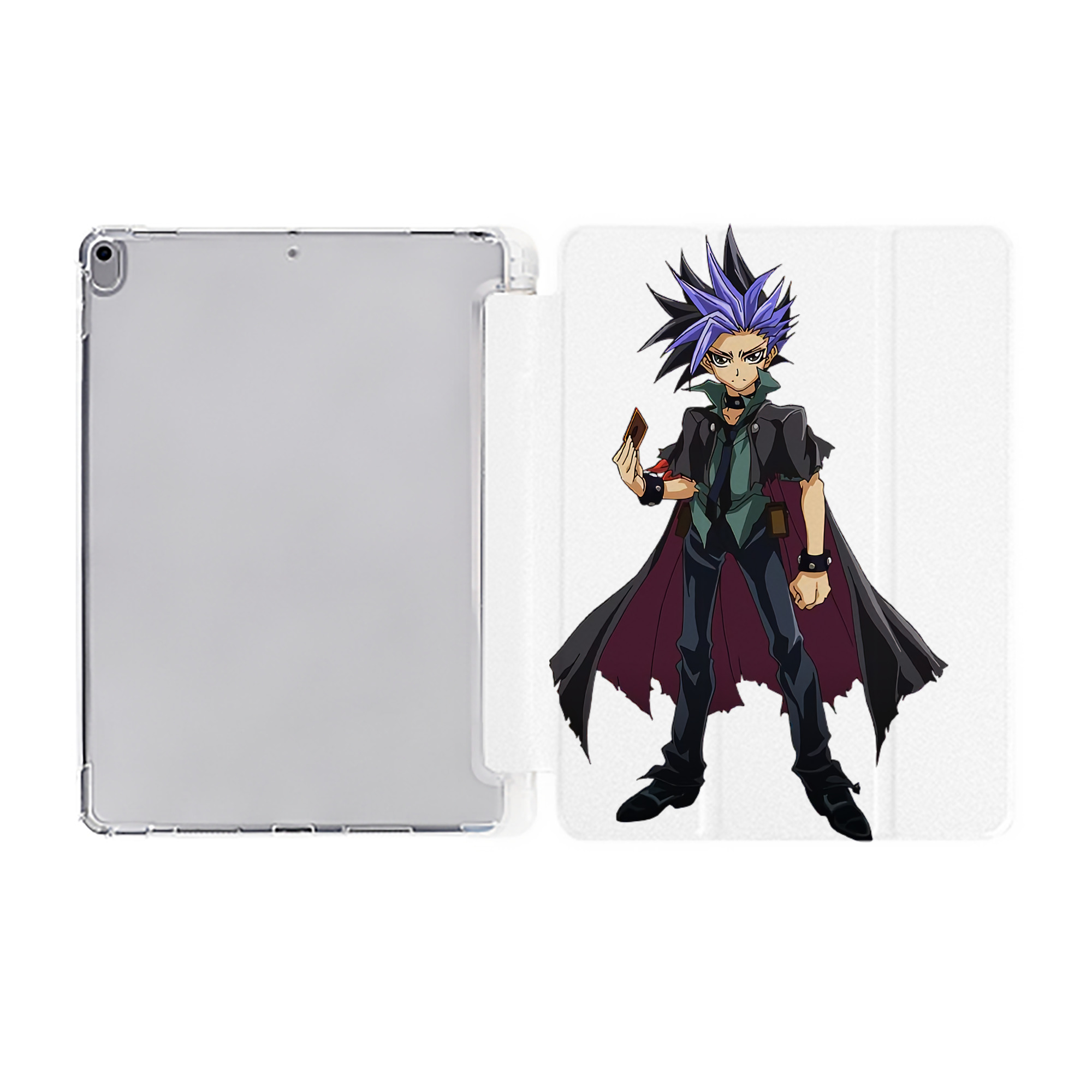 （画像用） 遊☆戯☆王 Yu-Gi-Oh! IPad ケース ペン収納付き 三つ折りスタンド PUレザー×シリコン 対応機種9.5/10.5/10.9インチ